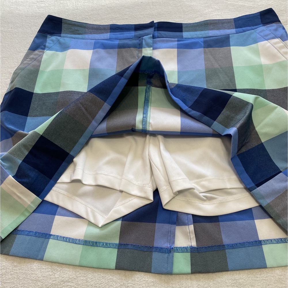 IZOD Golf Skort Womens Size 16 Blue Plaid Preppy Pull On Athletic Skirt Shorts - Picture 2 of 9